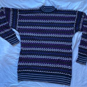 Bugle Boy Men's Turtleneck Sweater - Purple, Black, and White